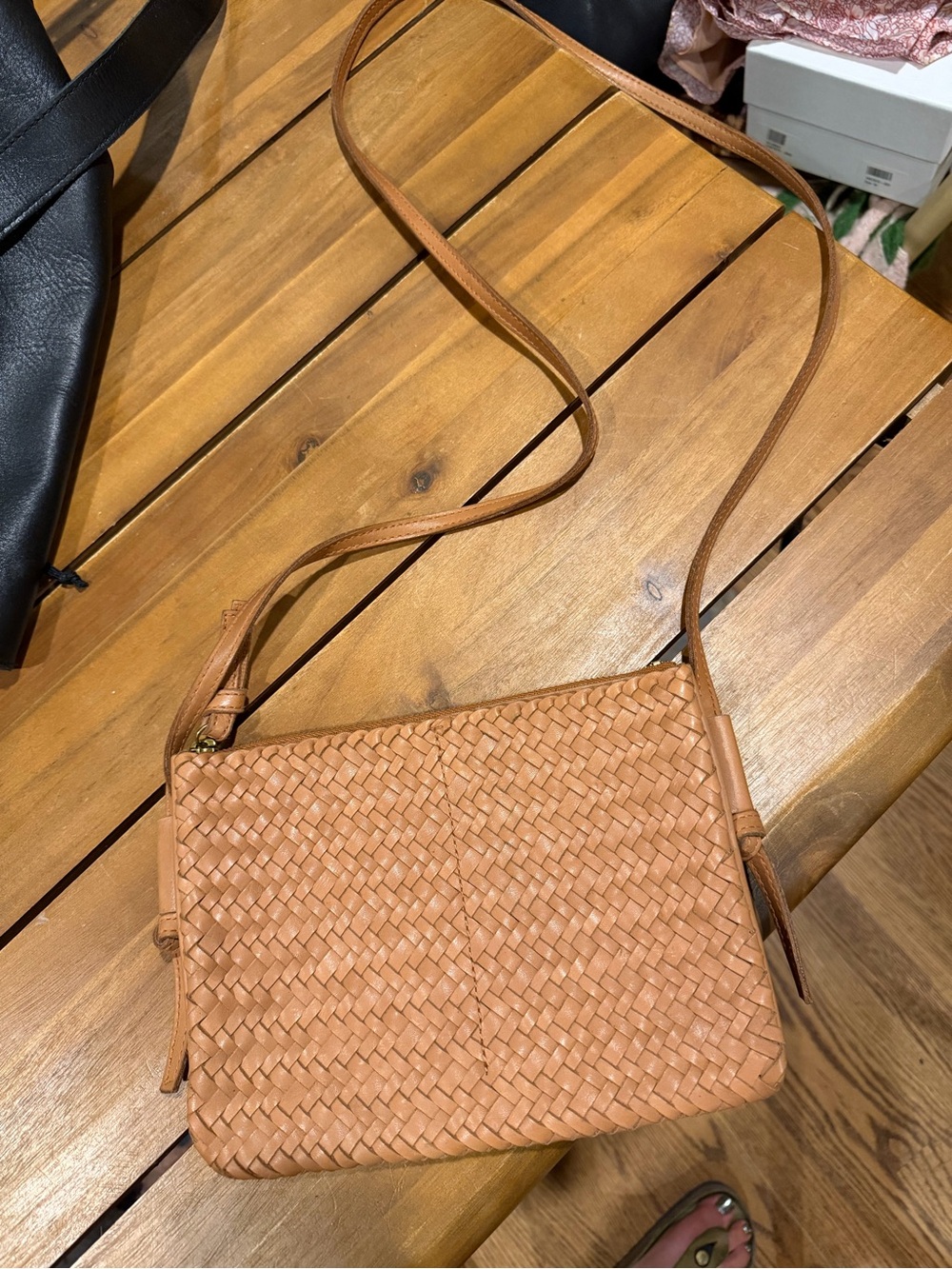 Madewell Woven Leather Crossbody Bag in Tan Brown